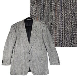 Versini Herringbone Blazer 46 Long Mens 100% Silk Gray Sport Coat Jacket‎ Preppy